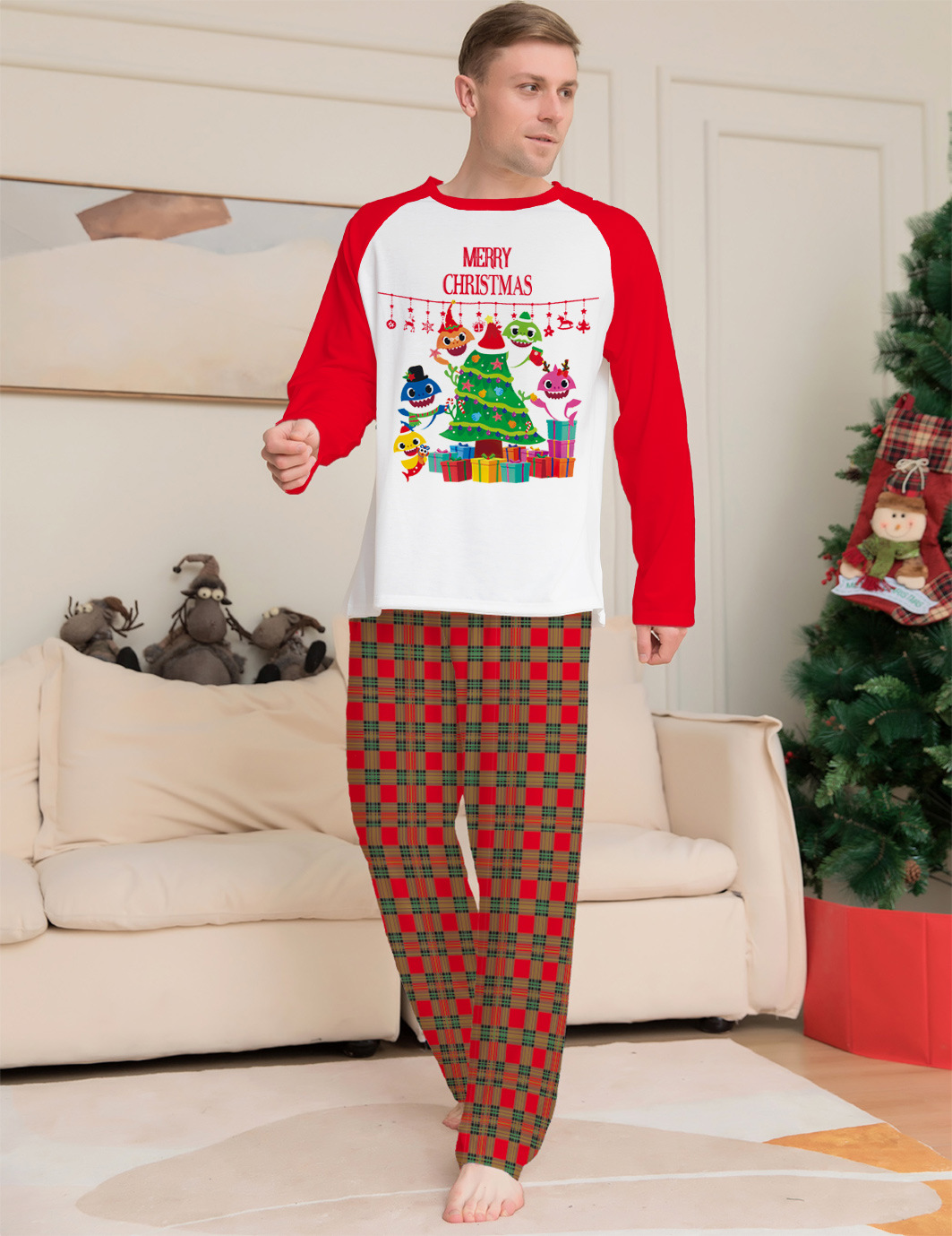 Straight Pants Pants Type T-shirt Tops Type Family Look Cartoon Pant Co-ord Set T-shirt Two-Piece Sets