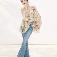 法式轻奢印花防晒衬衫女春夏新款宽松减龄洋气遮肉雪纺衫