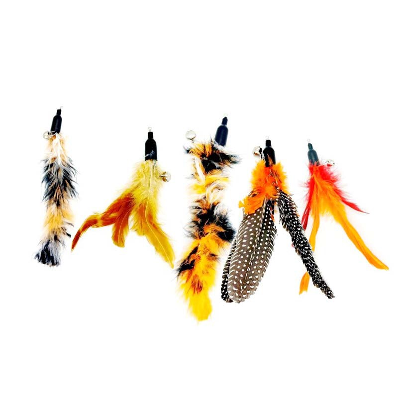 Foreign Trade Manufacturer Cat Toy Pet Combination Set Feather Replacement Head Retractable Cat Teasing Stick Cat Supplies Wholesale