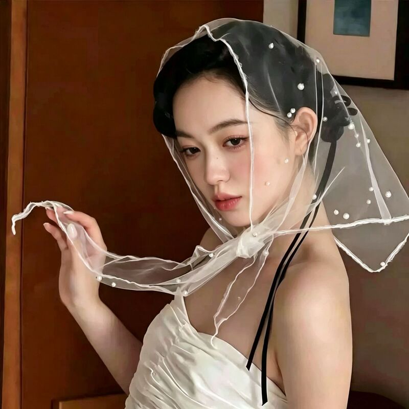 Double-Layer Short Veil with Bow, Hair Accessory for Photo Shoots, Proposal, Engagement, Fairy-Style Bridal Veil Double-Layer Short Veil with Bow, Hair Accessory for Photo Shoots, Proposal, Engagement, Fairy-Style Bridal Veil