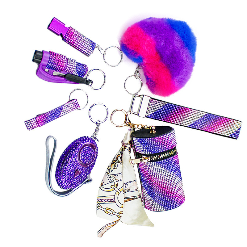 Cross-Border Wholesale Women's Daily Safety Keychain 7-Piece Set, Personal Alarm Multi-Color Combination Gift Set Cross-Border Wholesale Women's Daily Safety Keychain 7-Piece Set, Personal Alarm Multi-Color Combination Gift Set