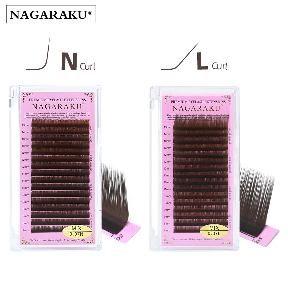 NAGARAKU caramelo marrón 0.07L N zorro de gran angular de un solo pelo redondo tomar pestañas de floración suave más natural