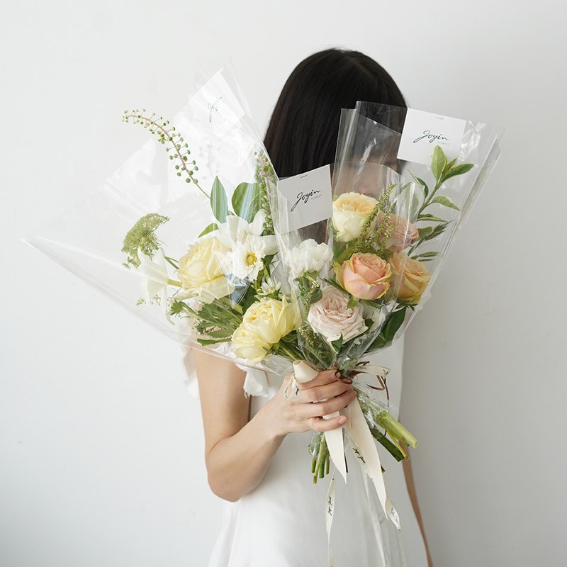 Flor de embalaje multi-bolsa DIY OPP transparente Inglés Flor de embalaje sola bolsa de vidrio impermeable solo ramo de embalaje bolsa