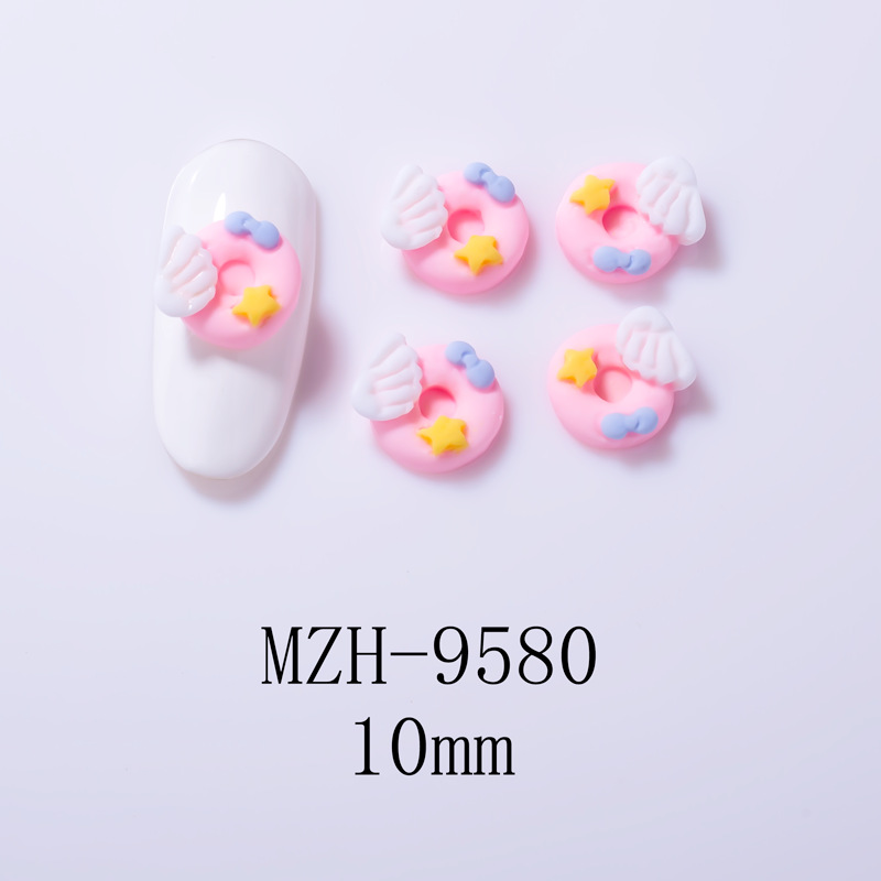 4g Weight Nail Decoration Accessories Nail Supplies 10 PCS/Package Quantity Resin Material Cartoon, Star, Moon Pattern Cute, Sweet Style Cute Sweet Cartoon Star Moon Resin Nail Decoration Accessories 10 PCS/Package 9