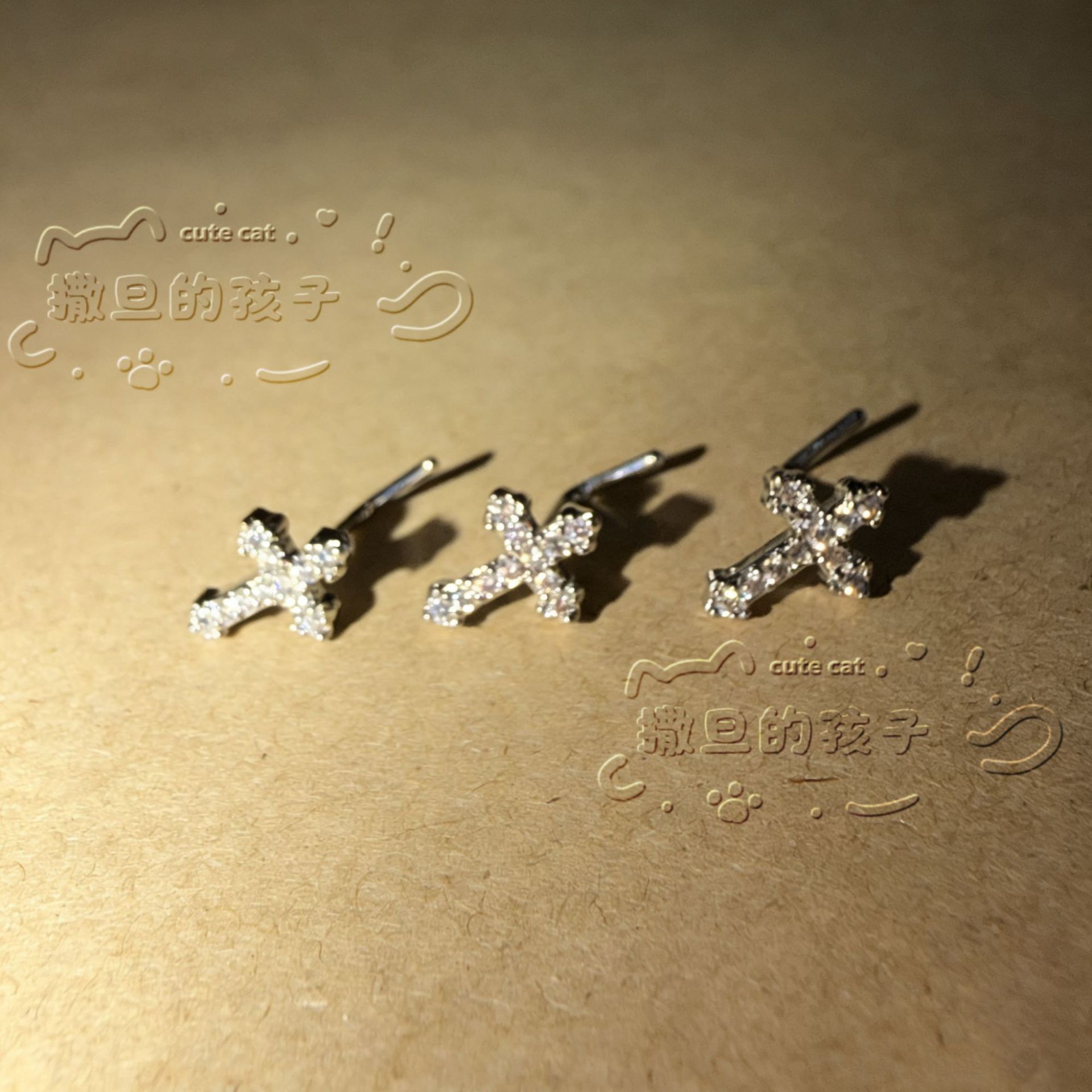 Satan's Children Cross Snow Mist L-Shaped Nose Stud Nose Ornament Piercing Jewelry detail image 4