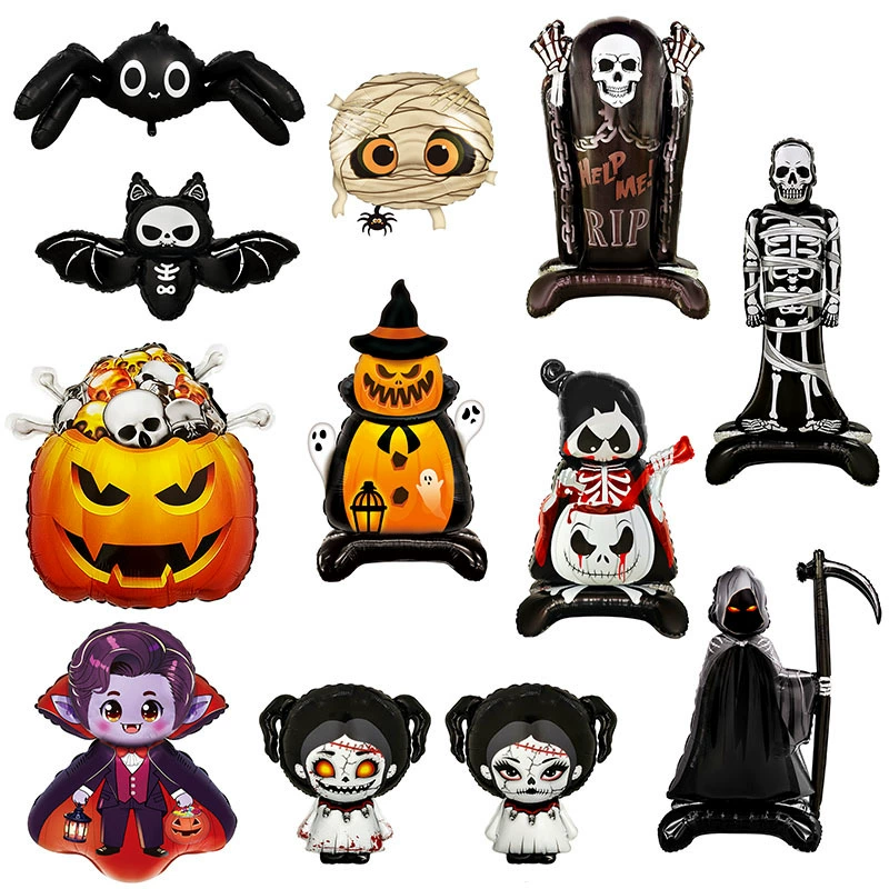 Воздушные шары на Хэллоуин 2025 года: Смерть, тыква, череп, алюминиевые шары, атмосфера вечеринки, пасхальное украшение, композиция из шаров