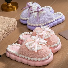 Y 45212 Fuzzy Bow Slippers ë�޺��������� �羳����ѷŷ��