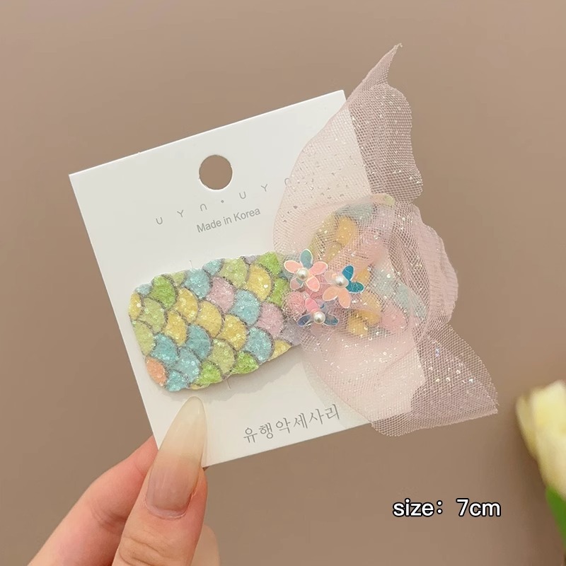 Clips de cabello de cola de sirena brillante para niños frente lateral frangeo clips de cabello rotos clips de cabello de princesa de niña