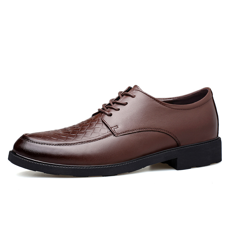 D8942男鞋商务皮鞋正装休闲鞋春低帮真皮头层牛皮面大码内增高