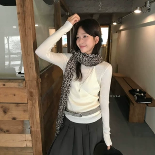 大朗源头毛衣厂系带假两件针织衫女秋季新款修身显瘦外穿吊带背心