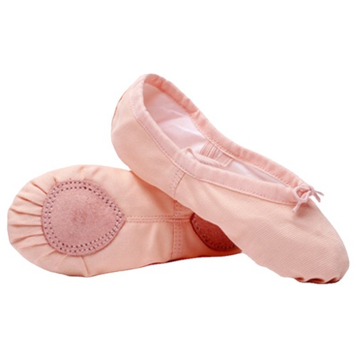 儿童芭蕾舞鞋女加厚帆布舞蹈瑜伽软底猫爪鞋两片低软巴鞋皮头内衬