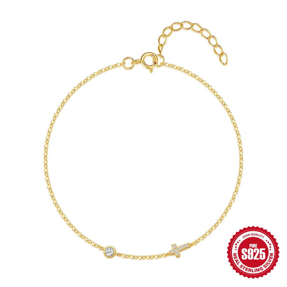 Nueva pulsera de pila femenina de alta gama s925 de plata de ley simple y de moda con incrustaciones de diamantes de nicho