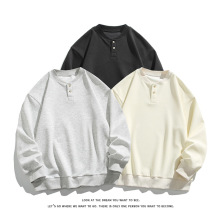 2025秋季新款亨利领设计感长袖打底衫恤宽松潮流卫衣-【特价】