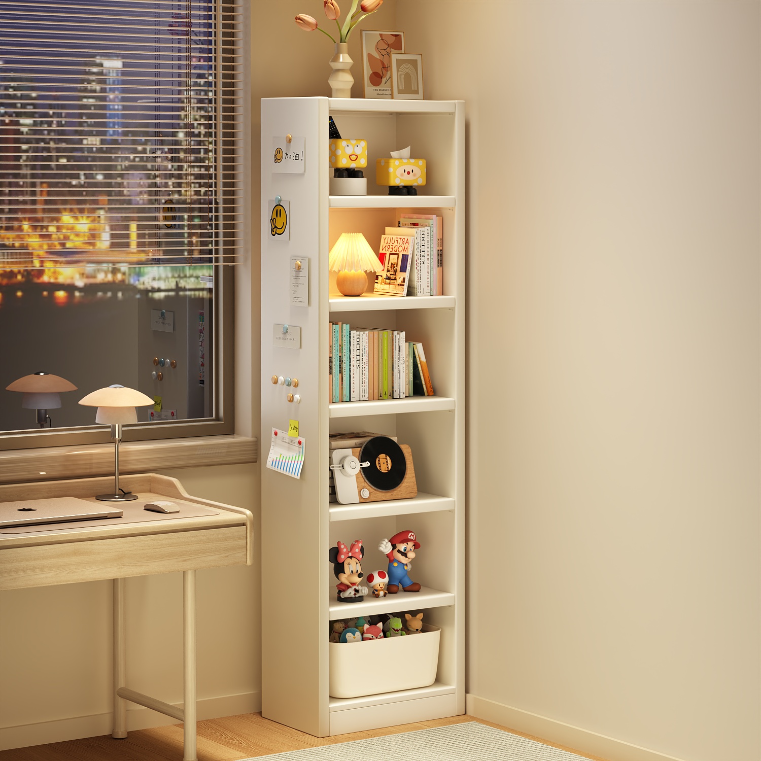 Household Simple Bookshelf Floor-Standing Storage Rack Multi-Layer Storage Rack Living Room Storage Cabinet Narrow Slit Small Bookcase Floor-Standing Against the Wall