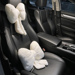 Car Winter Headrest Fuzzy Neck Pillow Cute Bow Tie Vehicle Seat Winter Indoor Waist Support Headrest