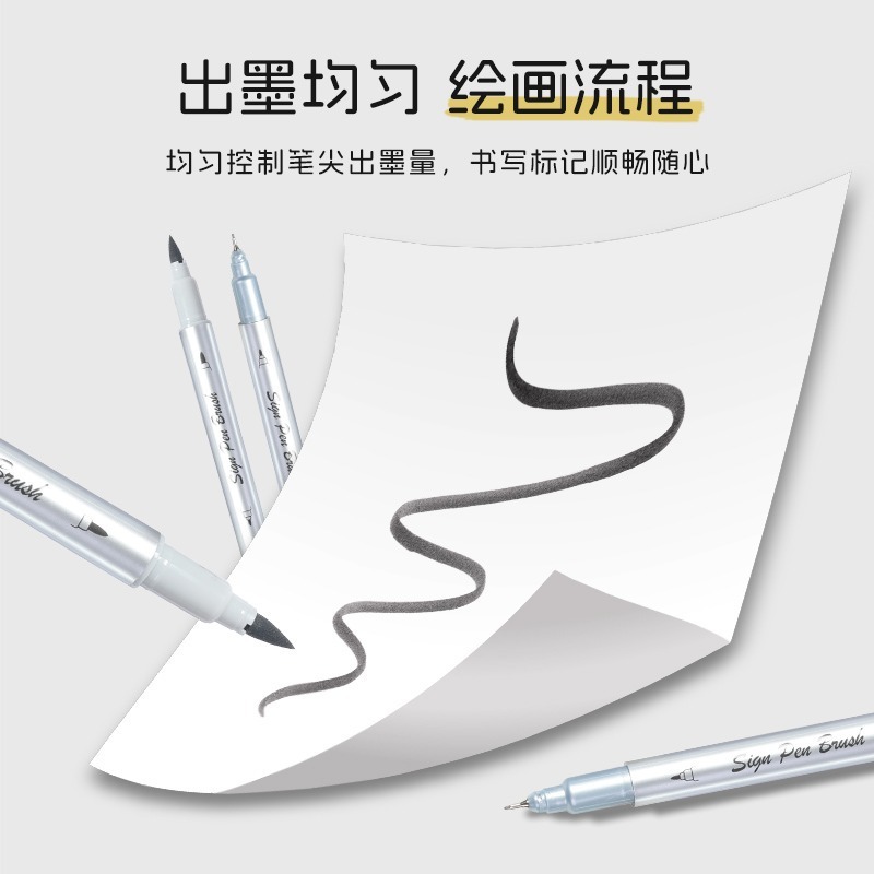 Xiupu Fule Caler Pluma de escala de grises Boceto de boceto en minúsculas de pelo suave Pluma Xiuli Firma Pluma de caligrafía
