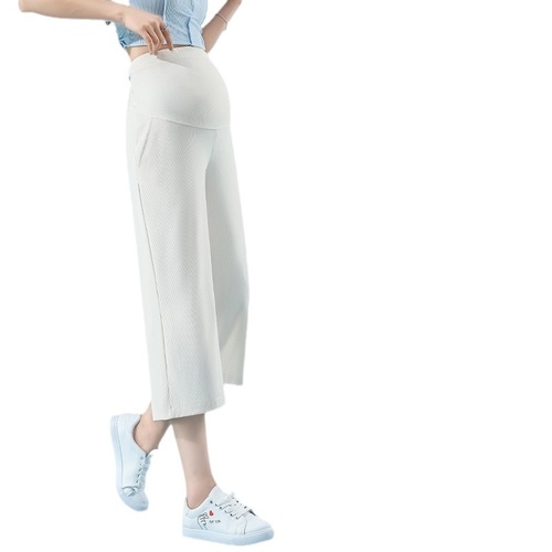  New Maternity Cropped Pants High Waist Summer Thin Trendy Mom Adjustable Pregnant Women Small Pants Wholesale