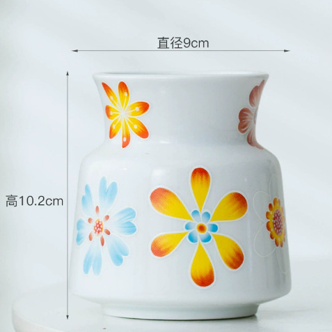 Vaso de escritorio de cerámica de porcelana pequeña boca mini hidroponía de flores retrógradas botellas de flores de porcelana