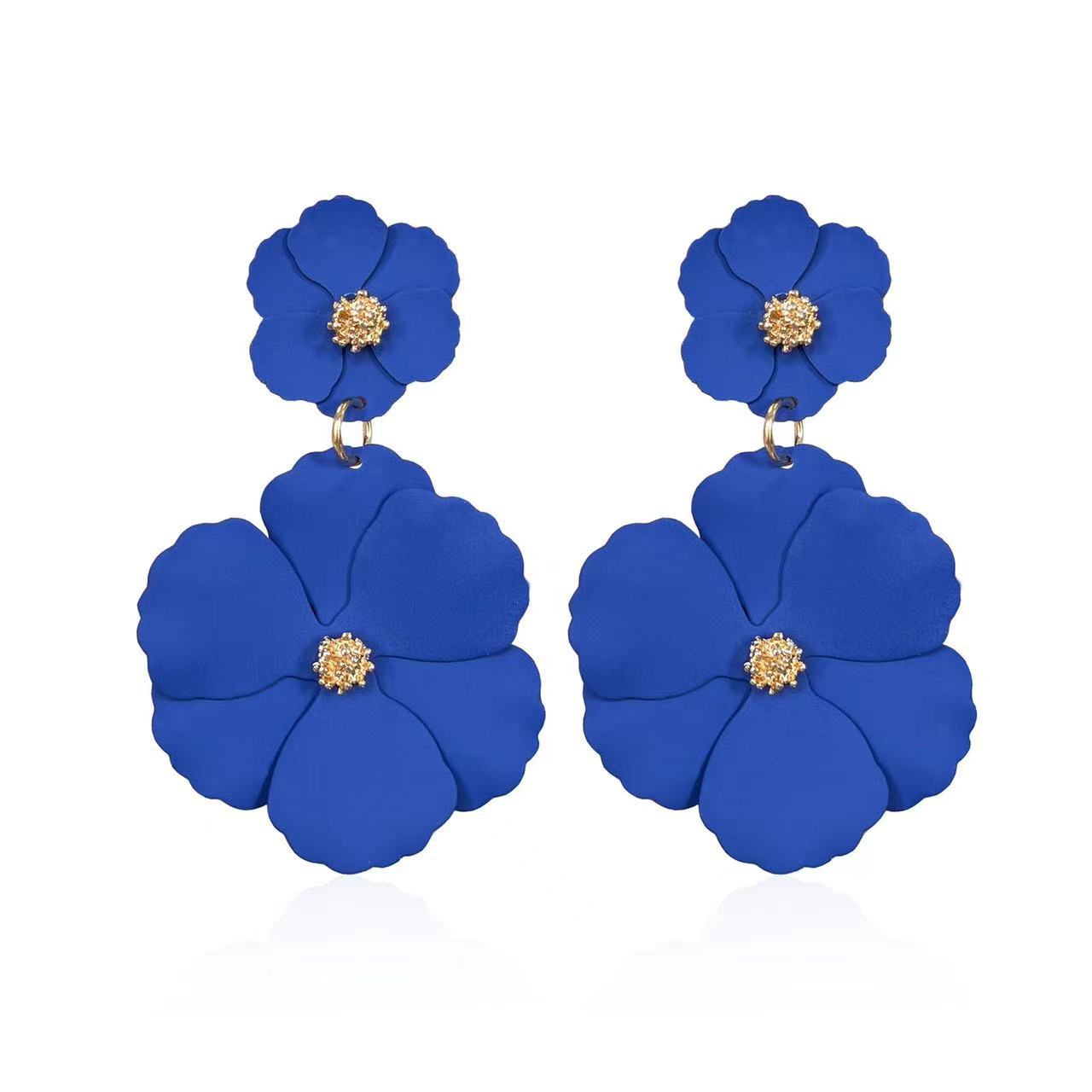 Pendientes de flores de color europeos y americanos, moda creativa para mujer, pintura retro con spray, pendientes de flores multicolor para studs, opcional image 21