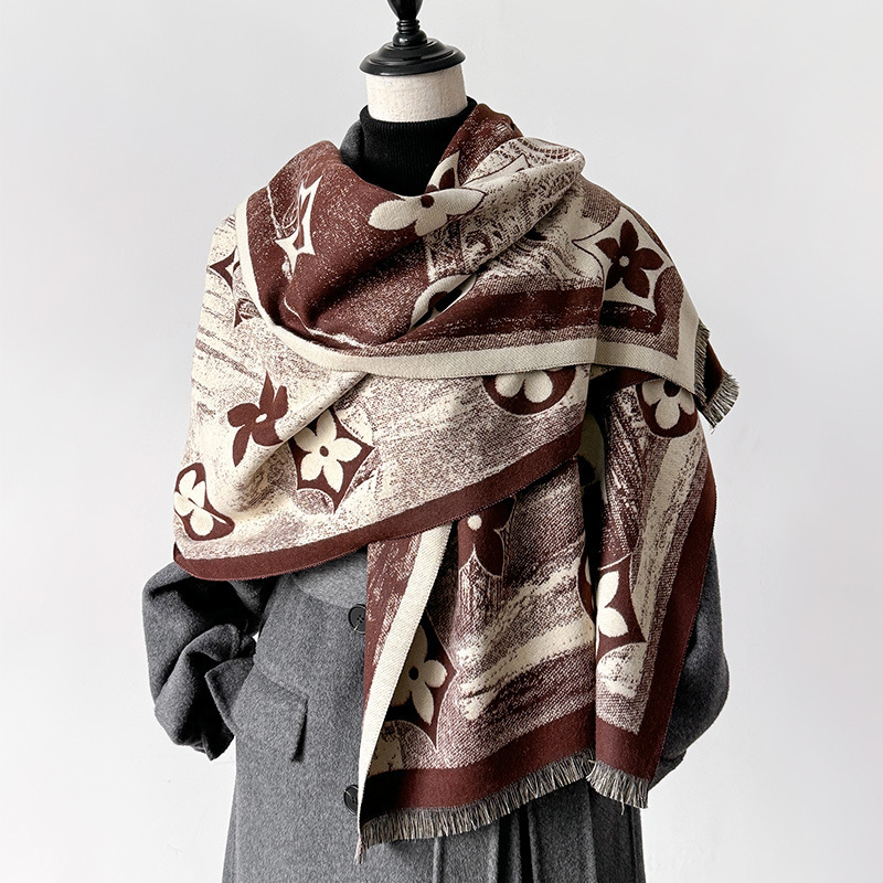 Nuevo bufandas de cachemira de cinco puntas de moda femenina retro torre de París otoño y invierno calentamiento largo chal grueso