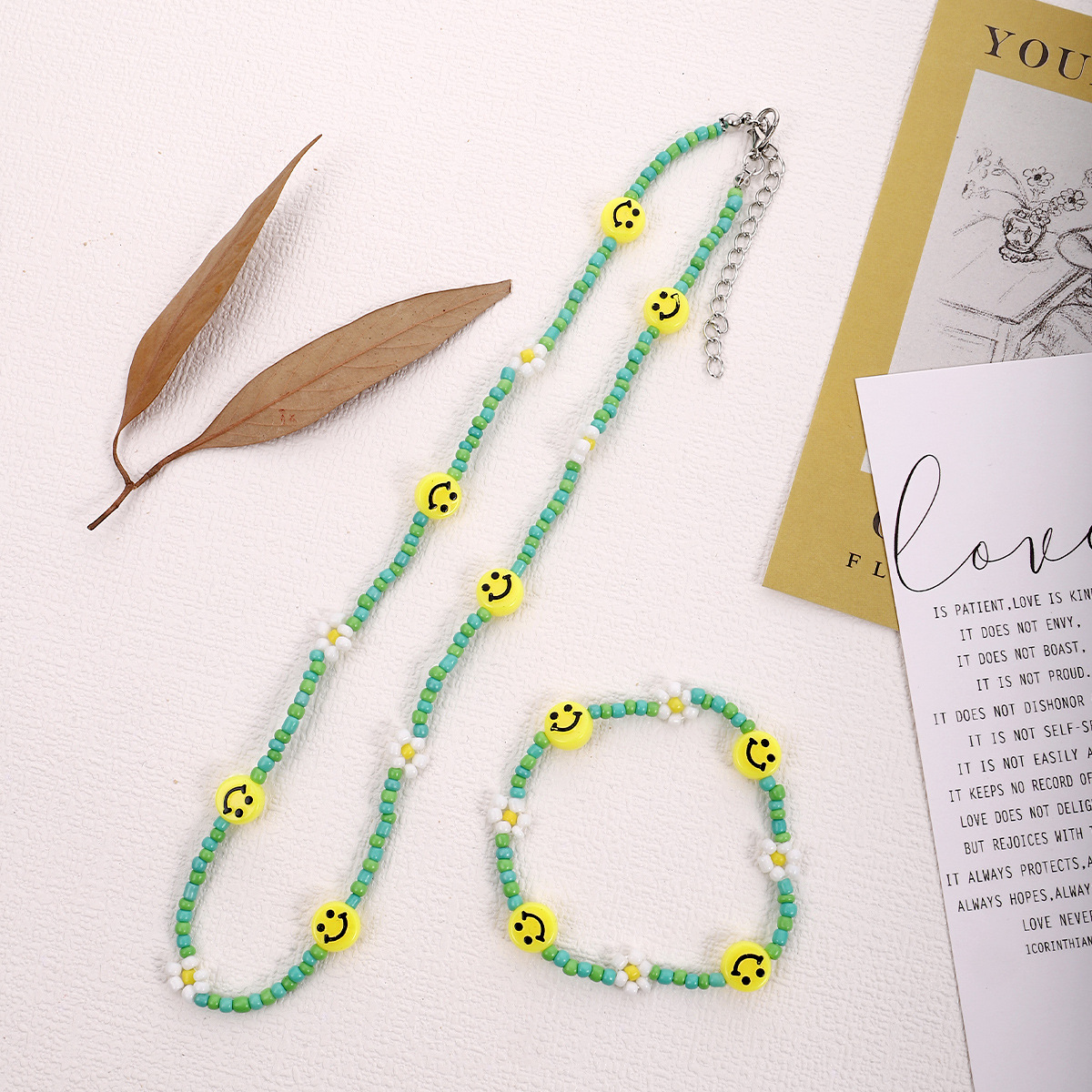 Bohemian Smiley Face Flower Beaded Womenu0027S Bracelets Necklace
