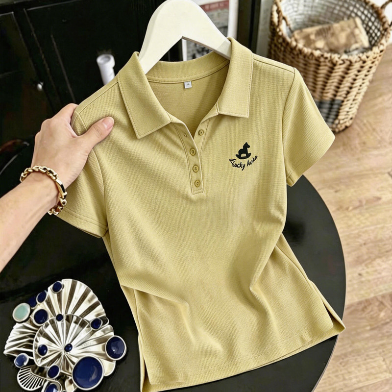 Ice silk women's short-sleeve polo shirt 2026 summer new casual sports loose half-sleeve turn-down collar quick-dry top T-shirt Ice silk women's short-sleeve polo shirt 2026 summer new casual sports loose half-sleeve turn-down collar quick-dry top T-shirt