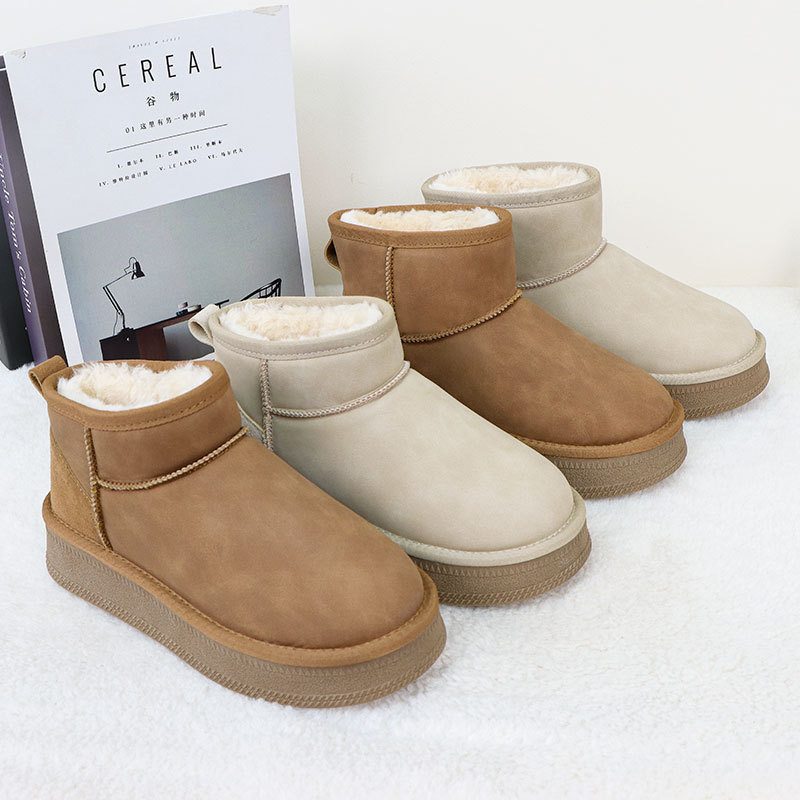女性用スノーブーツ、厚底、冬用暖かいプラスベルベット、厚みのある防水性と滑り止めのミッドチューブ大型コットンシューズ、東北女性用コットンブーツ|undefined