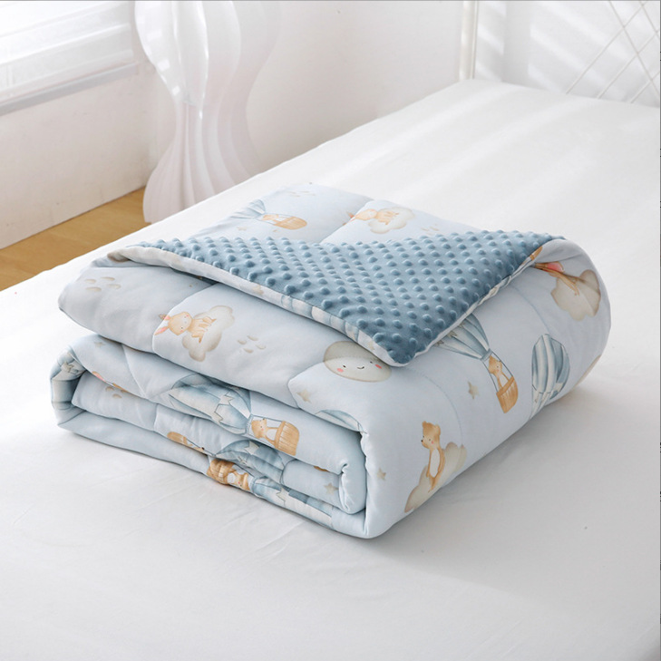 Manta acolchada para niños, manta tipo gorro, manta de doble capa de terciopelo cristalino, manta para siesta de bebé, manta esponjosa