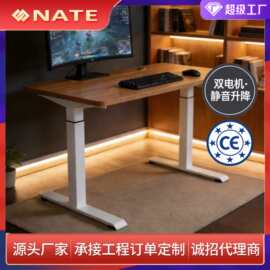 NATE新中式方管升降办公桌职员桌条形自由组合金属桌子欧盟CE认证
