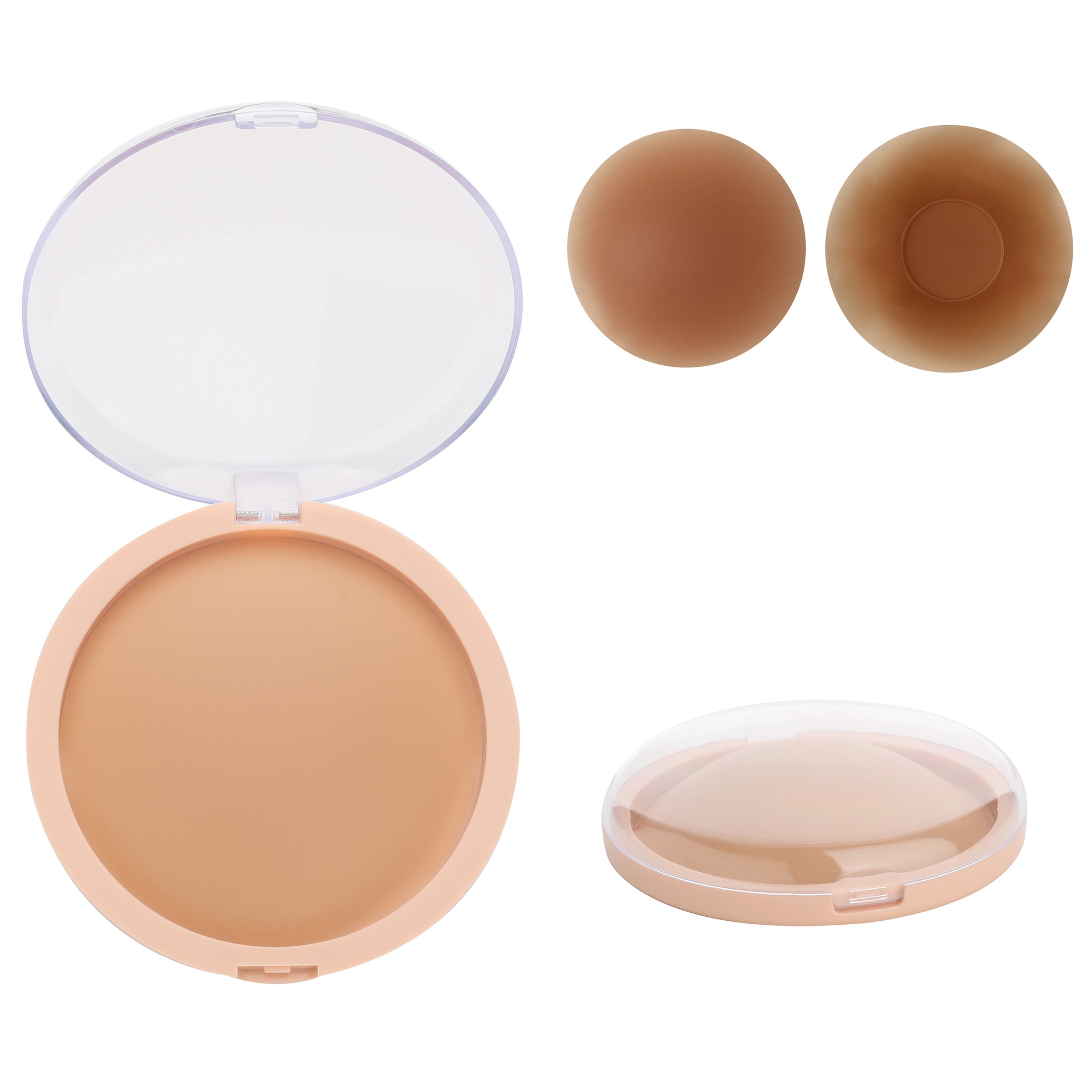 밝은 갈색 5# 휴대용 파우더 퍼프 케이스 포함