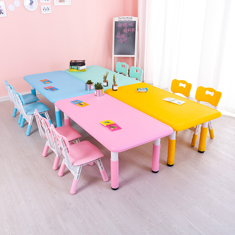 幼儿园桌椅儿童桌家用课桌宝宝塑料桌升降小长方桌游戏桌椅子套装