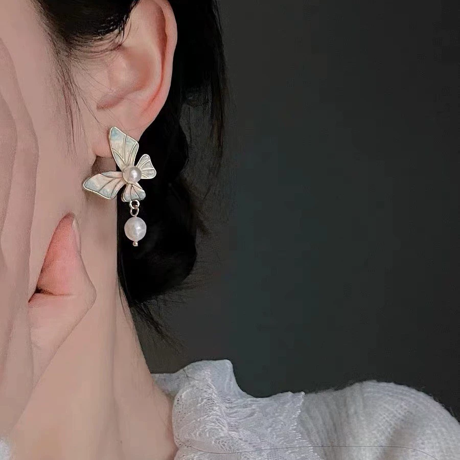 Серьги Qinghe, дизайн с жемчугом, сплав и стрази французский стиль, мультиразмер