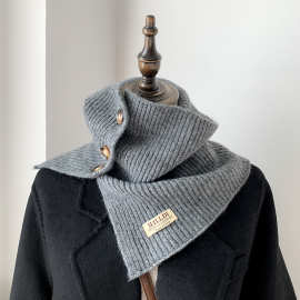 韩国东大门网红钮扣针织围脖女高级感冬季韩版百搭假领子毛线围脖