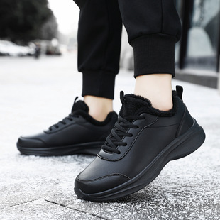 Lightweight Women's Shoes Winter fleece-lined Warm Cotton Shoes Two Cotton Non-slip Running Shoes Flat Full Black Sports Casual Shoes for Men