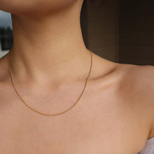 跨境流行不锈钢简约圆形蛇骨链 个性嘻哈小众设计感DIY钛钢项链批