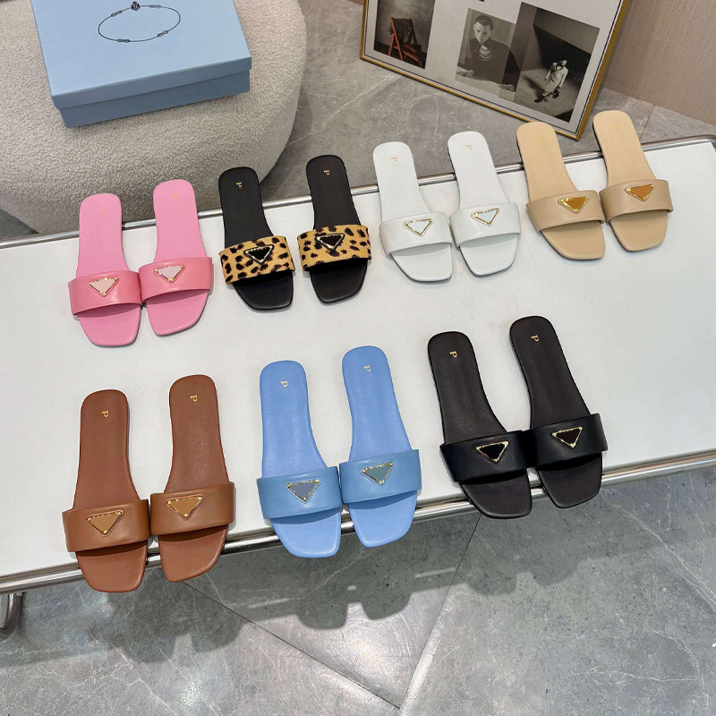 European and American Fashion Casual Sandals 2025 New Genuine Leather Metal Letter Flat Slippers Nigeria Middle East Export