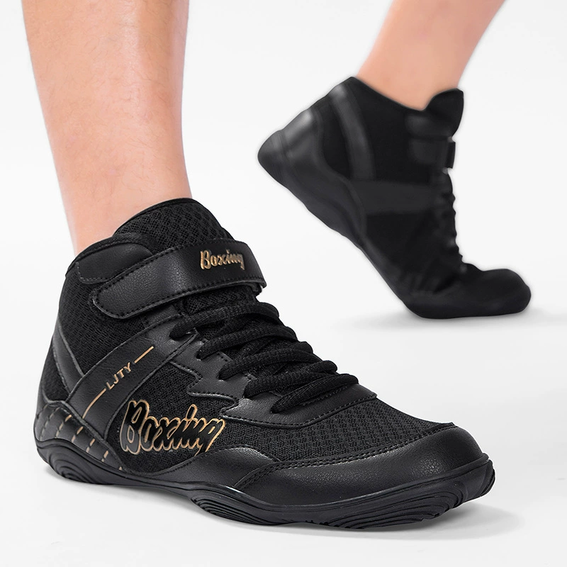 Борцовки, обувь для скватов и бокса, мужские и женские тренировочные кроссовки, дышащие, на липучках, прочные, для детских и профессиональных тренировок по единоборствам