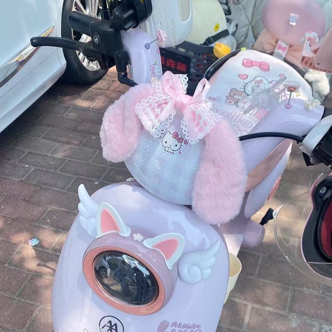 Bowknot Puff Electric Scooter Headlight Protective Cover Decoration for Tailing, Aima, Yadea Electric Bikes, Cute Accessories for Women