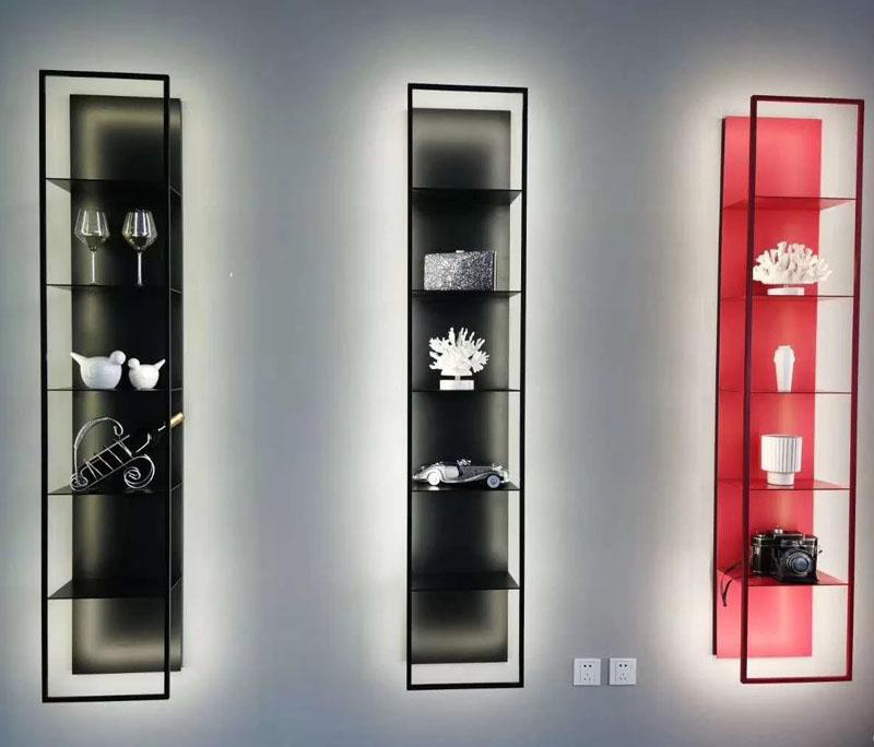 铁艺装饰架客厅层板收纳展示架创意发光墙上置物架杂志架壁挂墙面