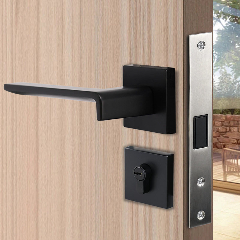 Personalizada aleación de aluminio de absorción magnética bloqueo silencioso bloqueo de mano separado bloqueo de puerta interior europeo mango de la puerta del baño
