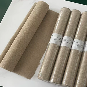 [天然麻布黄麻布原色亚麻布卷装复古包花粗布礼品花束包装材料批发]