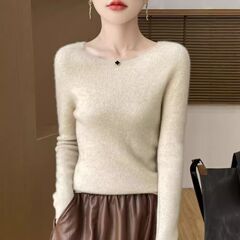 2025秋新款女士针织衫毛衣女低领圆领打底衫女修身一线成衣打底衫