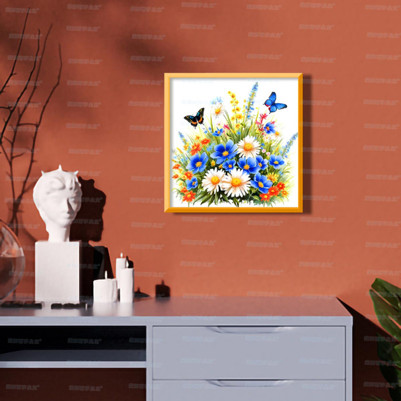 Mona Lisa crocifismo real mariposa dos simple moderna fresca estética flor pequeña pieza bordada a mano