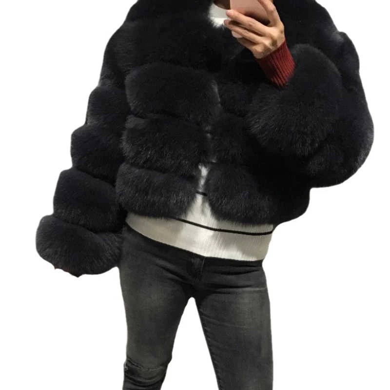 Женская короткая шуба из искусственного лисьего меха, искусственный mink, длинный рукав, мультицвет, размеры S–5XL