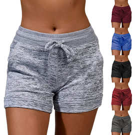 外贸欧美女装打底裤速干短裤瑜伽裤运动提臀健美裤高腰弹力瑜伽裤