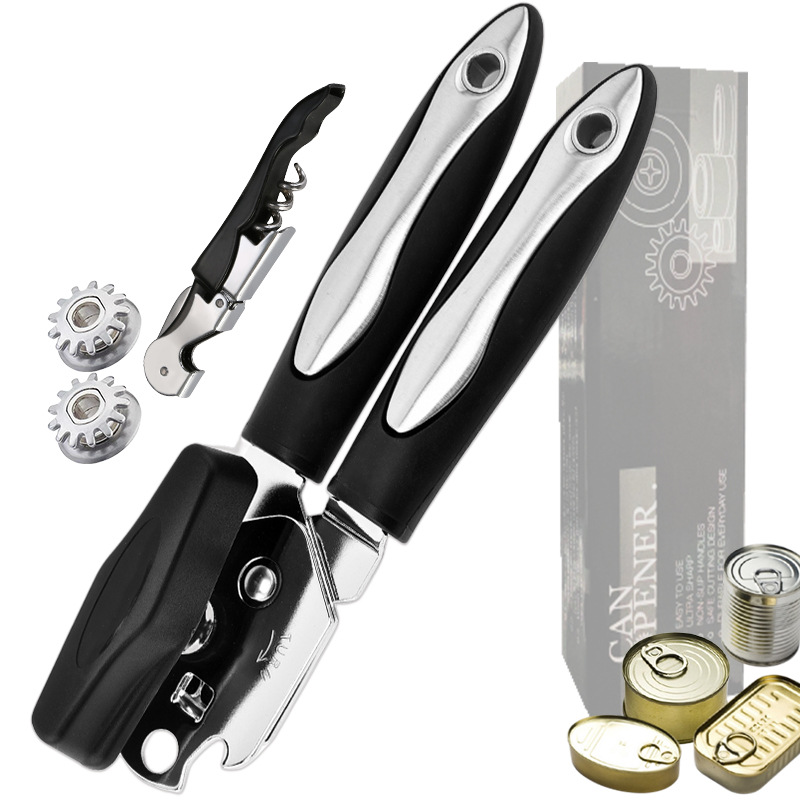 강력한 캔따개 캠핑 식품 캔 나이프 휴대용 다기능 수동 캔따개 맥주 병따개