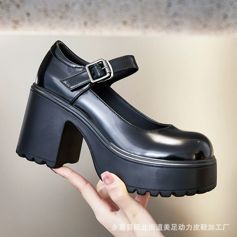 Женские туфли Мэри Джейн на толстой подошве для красоты ног 2024 Весна и лето новая платформа на маленьком высоком каблуке на массивном каблуке JK Однослойная обувь