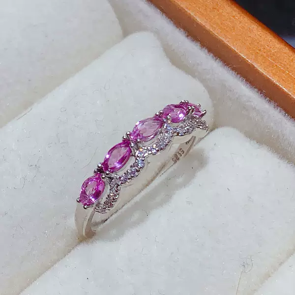 S925 Silver Inlaid with Padparadscha Gemstone Ring, Light Luxury, High-End Feel, Personalized, Versatile for Daily Wear, Exquisite Colored Gemstone Jewelry Wholesale