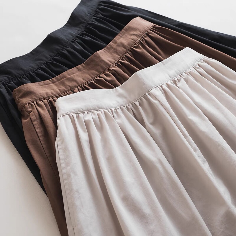 Fashionable Design Cuff Edge Quilted Lightweight Thin High Waist All-Match A- Line Wide Leg Cropped Culottes Cool Style Stride Pants