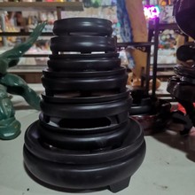 葫芦摆件底座托架圆形仿实木塑料树脂底托水晶球工艺品展示架底座